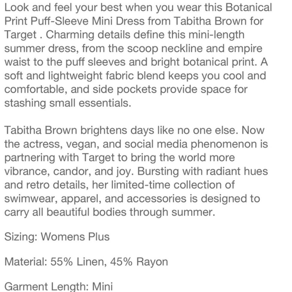 🎉11xHP🎉 NWT Tabitha Brown x Target Floral Dress 3X - Picture 5 of 10